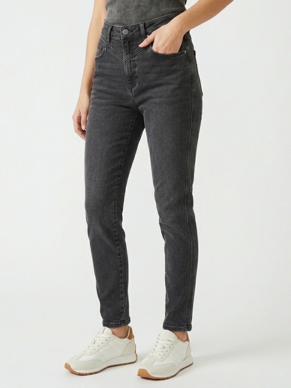 Good American Good Curve V Yoke Black Jeans 31/12